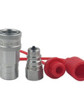 Go-To 1/4 Inch NPT Ag ISO 5675 Poppet Hydraulic Quick Connect Coupler Set With Red Dust Caps Pioneer Style, 2 Sets