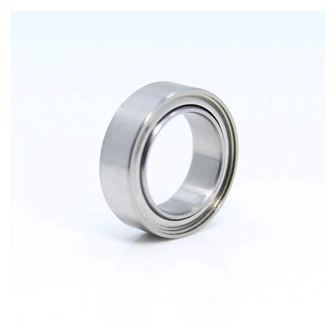 Close-up of a single Miniature Ball Bearing from the Kit Ten Pack MR128ZZ ABEC Five Chrome Steel 8x12x3.5mm for DIY Projects