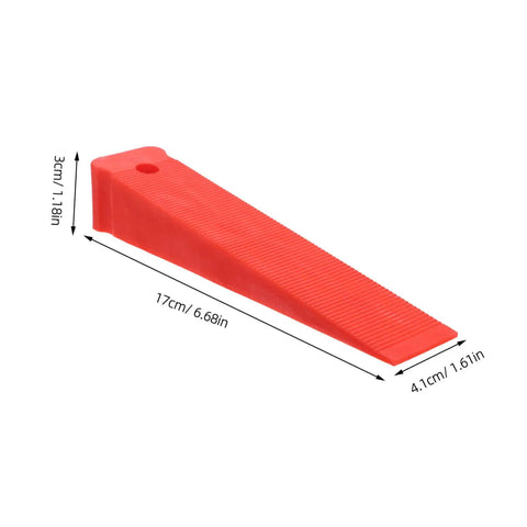 Red Plastic Leveling Wedges And Reusable Gap Filler Shims For Bullseye Door And Window Alignment, measuring 17cm x 4.1cm x 3cm.