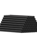 Stack of black hot glue sticks, 0.27 inch diameter, 24 sticks, arranged in a pyramid shape, ideal for mini glue guns.