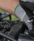 Maxiflex PIP Large Ultimate Micro Foam Nitrile Coated Work Gloves with Nylon Liner, black coating, working on engine
