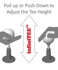 Diagram showing the adjustment of Height Adjustable Golf Tee Set for Driving Range Mats with Three Height Options.
