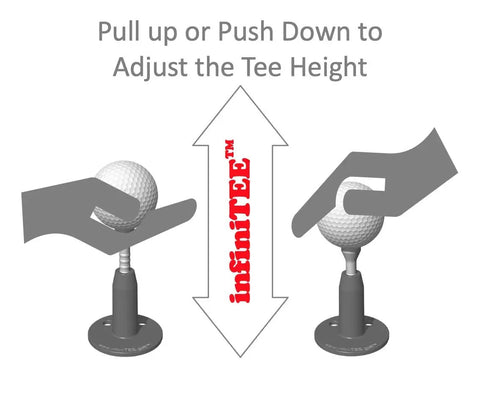 Diagram showing the adjustment of Height Adjustable Golf Tee Set for Driving Range Mats with Three Height Options.