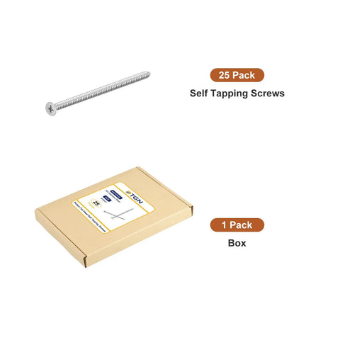 No Sweat Heavy-Duty Flat Head Wood Screws 304 Stainless Steel Self Tapping Size 10X4 Inch Pack Of 25 Silvertone in box