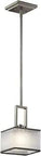 Kailey 1-Light Mini Pendant In Brushed Nickel With Satin Etched Glass, 6 Inch Wide Ceiling Light, Dry Location