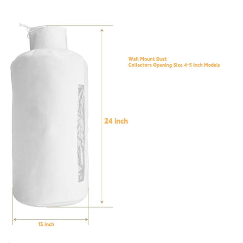 1 Micron Dust Filter Bag For Wall Mount Dust Collectors With Clear Window And Easy Zip Fits 5 To 6 Inch Inlets Replacement Bag