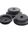 Close-up of 3 black rubber suction cups, part of 10 Pcs Black Industrial Pneumatic Silicon Vacuum Sucker Cups Chuck Nozzle.