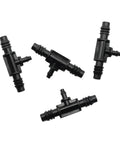 Reducing Tee Barb Connector Kit From 3/8 Inch To 1/4 Inch Garden Hose Splitter For Greenhouse Drip Irrigation Fittings No Fuss Durable 200 Pcs Easy Install Quick Setup, black plastic tee fittings