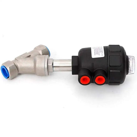 DN15 One Half Inch Pneumatic Angle Seat Valve For Steam Systems, Air Actuated, 0.3 To 1 MPa, PTFE Sealing, Stainless Steel