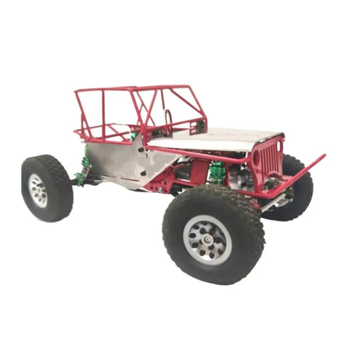 Beefy One Sixteenth Full Tube Metal RC Chassis Frame Roll Cage Upgrade for Buggy Cars C14 C24 C24 1, side view of red frame