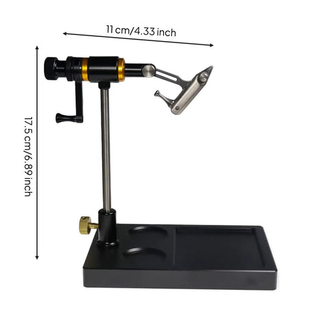 Adjustable Head Fly Tying Vise With Hardened Steel Hook Holder Non Slip Desk Bench Tool Black Finish Durable High End Desktop Vise For Fly Fishing Easy Knurled Adjustments Precise Sturdy Crafting, black bench vise with 11 cm height