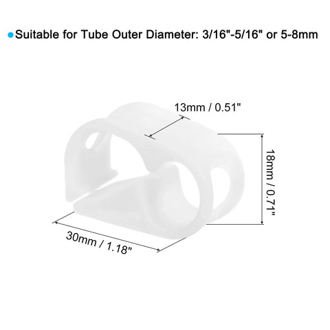 Plastic Tubing Clamps 20 Pack 3/16 To 5/16 Inch Tube OD Adjustable Hose Clamp detailed dimensions