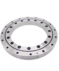 Single Cross Roller Bearing 130 X 205 X 25.4 Mm Ready To Roll For Industrial Robot Joints Cnc Machines And Rotary Turntables Smooth Operator Heavy Duty Build shown from an angle highlighting circular design and precision holes.