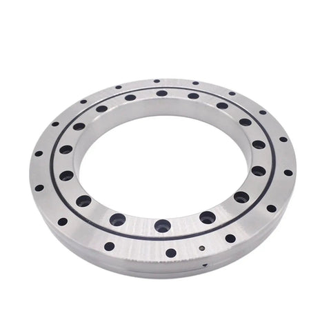 1 Pc Xsu080168 Rock Solid Cross Roller Bearing For Industrial Robot Joints Rotary Turntable Cnc Machine Tool Smooth Heavy Duty 130X205X25 4Mm Pro Grade Precision shown from the side with precision holes.