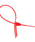 Red Plastic Tamper Seals With Self Locking Zip Ties For Fire Extinguishers Pull-Tite Security Tags Numbered Disposable Seals No Hassle 10 Inch 100 Pieces For Fire Safety Inspections And Luggage Security, close-up view of a seal showing locking mechanism.