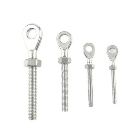 Five Piece Marine Grade 316 Stainless Steel Eye Bolts With Nuts For DIY Rigging Hardware Balustrade Kit M5 M6 M8 M10 on white background