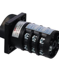 Seven Position Rotary Changeover Switch for High Current Projects, 20A at 500V, side view showing durable plastic housing