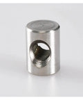 Barrel Nut Dowel Set M5 304 Stainless Steel For Furniture Construction with Cross Hole, close-up detail view.