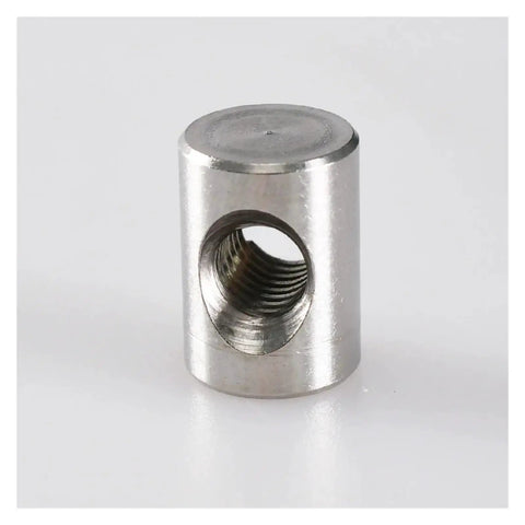 Barrel Nut Dowel Set M5 304 Stainless Steel For Furniture Construction with Cross Hole, close-up detail view.