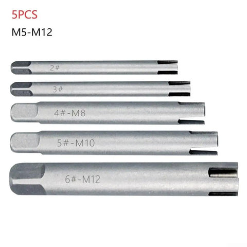Top Tier Alloy Steel Broken Tap Extractor Kit With 5 Essential Metric Sizes From M5 To M10 Features Tough Square Drive And Three Claw Design For Easy Removal Of Stripped Taps No Mess No Stress Just Get It Done Fast. 5-piece alloy steel tap extractors M5-M12