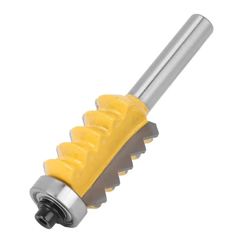 Top Notch 8 Shank High Quality Woodworking Router Bit For Stile Cutting, Durable Steel Cutter Head with yellow and gray design.