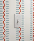 Top Shelf Vinyl Wallpaper Featuring Subtle Leather Grain And Eclectic Funky Patterns Paste The Wall Setup For Offices Hotels And Commercial Hangouts Ridiculously Durable Commercial Grade Wall Covering Custom Printed with light switch.