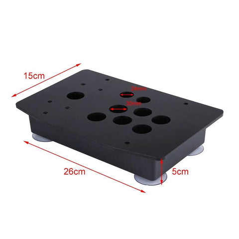 Black acrylic panel from Dope Acrylic Panel And Case DIY Kit For Arcade Joystick And Game Cabinet Replacement Set, measurement guides shown.