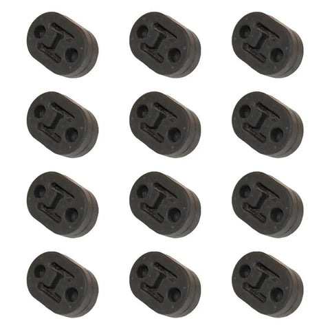 Top Grade Universal Car Exhaust Mount Repair Hanger Bracket Rubber Kit 12 Pieces Fits Toyota Honda And More, Heavy Duty Suspension Fix For Undercarriage Noise And Vibration Elimination. Black rubber exhaust hangers set of 12