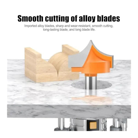 Premium 6mm Shank CNC Router Bit Fancy Milling Cutter For Woodworking Carving Projects on a workbench with wood.