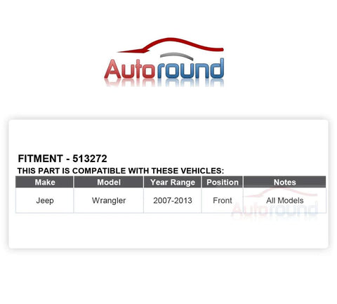 Compatibility chart for Two Pack Front Wheel Hub And Bearing Assembly For 2007 2010 Jeep Wrangler Front Axle 5 Lug With Abs Driver