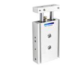 Top Draw Twin Rod Guided Pneumatic Cylinder Thin Double Shaft Air Actuator 40mm Bore aluminum body with dual guide shafts.