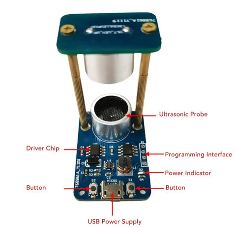 Ultrasonic Levitation Module DIY Kit For Hands On Physics Experiments Standing Wave Controller with PCB and ultrasonic probe.
