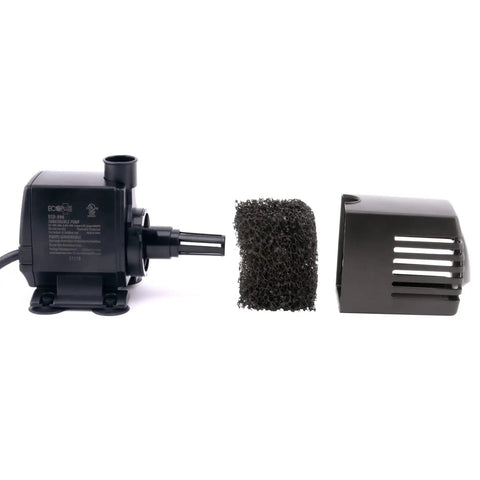 Fixed Flow Submersible Or Inline Water Pump For Aquariums Ponds Fountains And Hydroponics 396 GPH 36 Watt shown with parts
