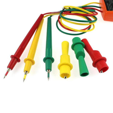 Three Phase Rotation Tester With LED Indicator And Buzzer Handy Pro Grade Tool Accepts 60V To 600V AC 20 Hz To 400 Hz, color-coded test leads