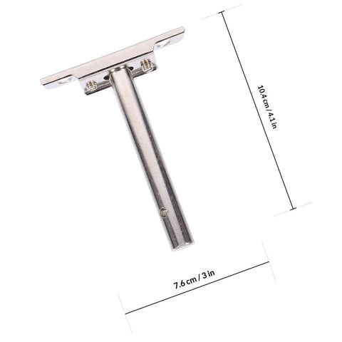 4 Sets Concealed Blind Floating Shelf Brackets With Screws, Heavy Duty Iron, Silver Finish, close-up with dimensions visible.