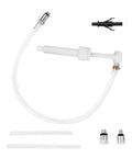 8cc Per Stroke Transmission Fluid Pump Kit With Three Eighths Inch Swivel And 8mm 10mm Adapters For Gear Oil And Brake Fluid Transfers Easy Push Pump For Car Fluid Changes White, showing hose, adapters, and pump components