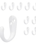 Heavy Duty Metal Coat Hooks Wall Mounted 10 Pack Single Prong Robe Hanger Rustproof Wall Hooks For Towel Hat Keys Bag White For Bathroom Kitchen Living Room Built To Last No Nonsense Design