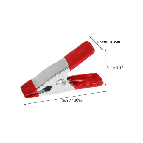 Awesome Heavy Duty Metal Spring Clamp Kit Includes 25 Multi Colored Clamps Perfect For Woodworking, Garden Crafts, DIY Projects And Home Repair Tasks With Reliable Grip. Red metal spring clamp, 5cm, side view