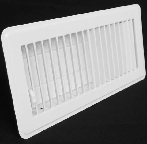 Floor Register With Louvered Design And Damper Lever White 14 by 6 Inch Duct Opening Side View
