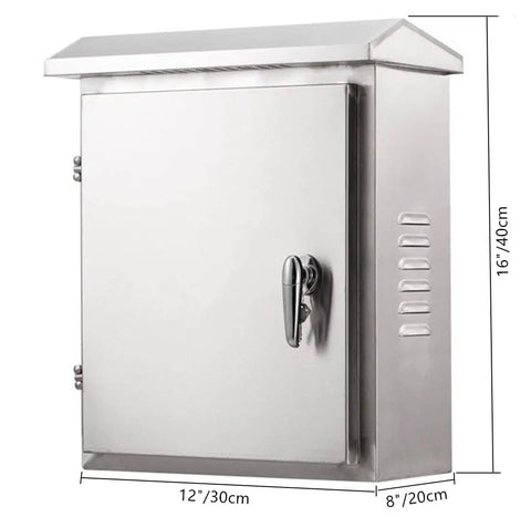 Stainless Steel Outdoor Electrical Box with Mounting Plate, Weatherproof Enclosure, 16 by 12 by 8 Inches, Anti Rust and Anti Corrosion