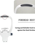 Adjustable forehead rest for eye exams, white plastic, reliable support for stable positioning; Upgrade Your Eye Exam Game With This Adjustable Chin Rest And Forehead Bracket For Optometry Professionals Providing Stable Head Support And Precise Positioning Every Single Time Without The Hassle.