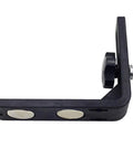 Side view of L Shape Magnetic Bracket Leveling Adapter Five Eighths Inch Universal Magnetic Mount for Laser Levels with magnets visible.