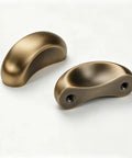 French Antique Brass Half Moon Cabinet Pulls 1.84 Inch Arch Drawer Handles Set of 2, single hole, cup hardware