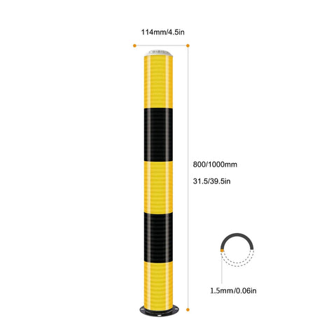 Tough As Nails Parking Safety Bollard With Anchor Bolts Rock Solid Galvanized Steel Road Barrier Post Featuring Bright Honeycomb Reflective Tape Built To Last For Busy Driveways 100cm Red White Finish