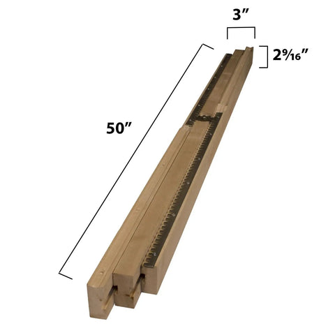 Premium Wooden Table Expansion Slide Kit, 50 Inch Equalizer Rails, detailed view showcasing 50" length and smooth glide mechanism.
