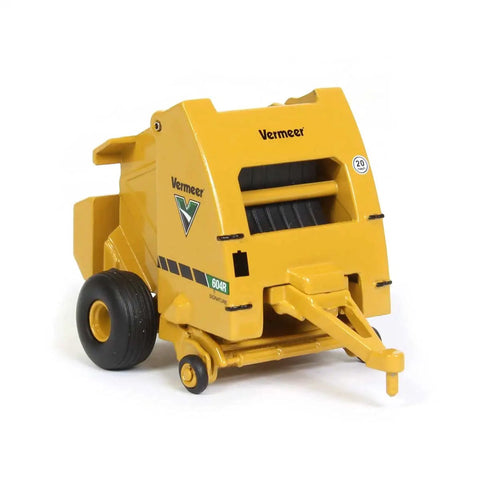 604R Round Hay Baler Diecast Model With Hay Bale One Sixty Fourth Scale For Collectors Realistic Detailing Ideal For Display And Model Railroading Not For Play Speccast Cust1639, yellow model front view