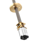 Rock Solid Mini Gearmotor With T5 Lead Screw Shaft Runs On 3V 6V Or 12V DC Ultra Quiet Low Speed Thread Reducer close-up view showing metal construction and shaft.