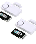 Two white Door Alarm System With Remote, Wireless Door Bell Chimes, Magnetic Security Sensor For Doors And Pools, Easy Install