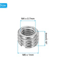 PATIKIL 316 stainless steel thread adapter sleeve; M6 x 1mm to M4 x 0.7mm reducer nut
