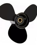 Top view of 11.4 Diameter By 12 Pitch Aluminum Outboard Propeller For Tohatsu 35-50HP Engines, 13 Spline, Right Hand Rotation